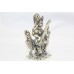 Handmade Hindu Goddess Saraswati Sharada on Swan Figurine 70% Pure Silver H7